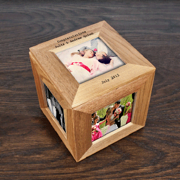 Personalised Oak Photo Cube Keepsake Box