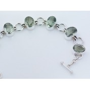 Sterling Silver & Faceted Green Amethyst Gemstone Bracelet