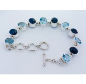 Sterling Silver Kyanite & Blue Topaz Gemstone Bracelet