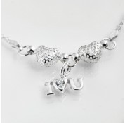 Gabrielles Sterling Silver 'I love(Heart) You' Charm Bracelet. Choice Of Personalisation