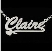 Personalised Sterling Silver 'Carrie' Style Heart Scroll Name Necklace