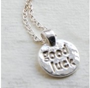 Sterling Silver 'Good Luck' Message Charm Necklace by Kutuu