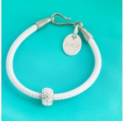 Nappa Leather Cord Bracelet With Swarovski Crystal Rondelle - White