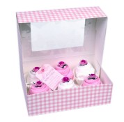 Baby's 'Now & Then'  Boxed Cupcake Bodysuits - Pink