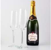 Personalised 'I Love You'  Champagne and Two Engraved Flutes