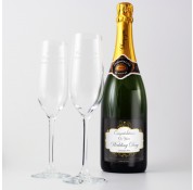 Personalised Wedding Champagne and Two Flutes