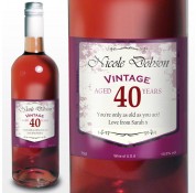 Vintage Age Label Personalised Rose Wine
