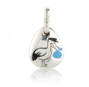 Gemma J Sterling Silver Blue Stork Pebble Charm
