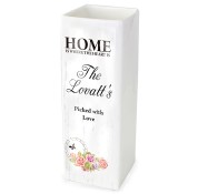 Personalised Ceramic 'Home is where the heart is' Square Vase