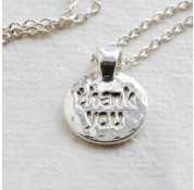 Sterling Silver 'Thank You' Message Charm Necklace by Kutuu
