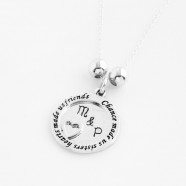 Sterling Silver Necklace With Personalised Sisters Friendship Pendant