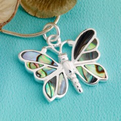 Sterling Silver Paua Shell Small Butterfly Pendant