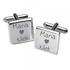 Square Loving Couples Personalised Cufflinks