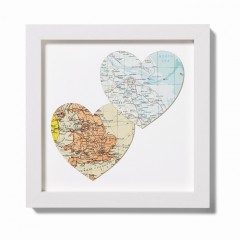 Personalised Duo Vintage Map Hearts