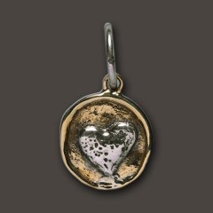 Waxing Poetic Sterling Silver & Brass Heart Camp Charm / Pendant 