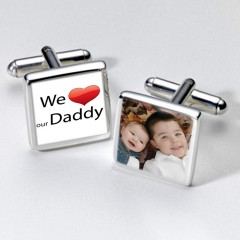 Square We Love Our Daddy Photo Cufflinks