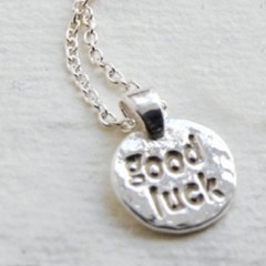 Sterling Silver 'Good Luck' Message Charm Necklace by Kutuu