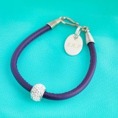 Nappa Leather Cord Bracelet With Swarovski Crystal Rondelle - Purple