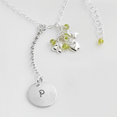 St Silver Necklace With Personalised Stamped Initial Charms