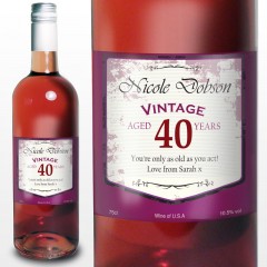 Vintage Age Label Personalised Rose Wine