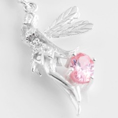 Sterling Silver Fairy Pendant/Charm and Optional Swarovski Birthstone Charm