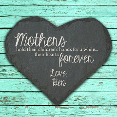 Personalised Mother Holds Hands and Heart Slate Keepsake