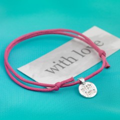 Sterling Silver 'With Love' Message Cord Bracelet by Kutuu