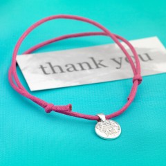 Sterling Silver 'Thank You' Message Cord Bracelet by Kutuu