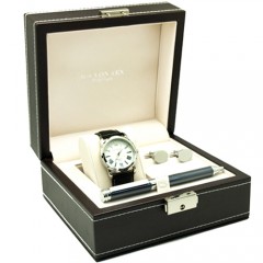 Jos Von Arx Mens Luxury Faux Leather Watch Gift Set
