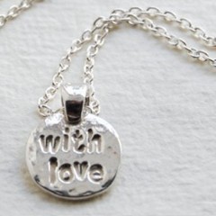 Sterling Silver 'With Love' Message Charm Necklace by Kutuu